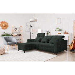 Sofá Esquinero de Lujo Zeni con función de cama en Tela de Terciopelo, Wave 12 | Tu Lugar de Confort