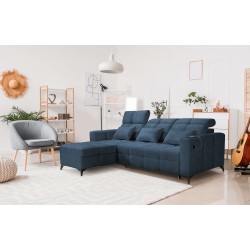 Luxury Zeni Corner Sofa with Sleeping Function in Velvet Fabric, Wave 14 | Your Place for Comfort