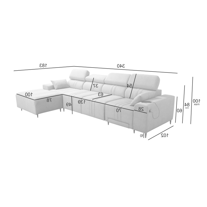 Verona XII Mix Corner Sofa with Sleeping Function Velvet, Vena 20 - elegance and comfort in one piece of furniture
