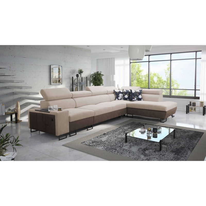 Ecksofa Prestige XI Maxi mit Schlaffunktion und USB-Anschluss | Gepolsterte Ecksofa Weich im Griff, Freya 210.04 + Tauro 8202
