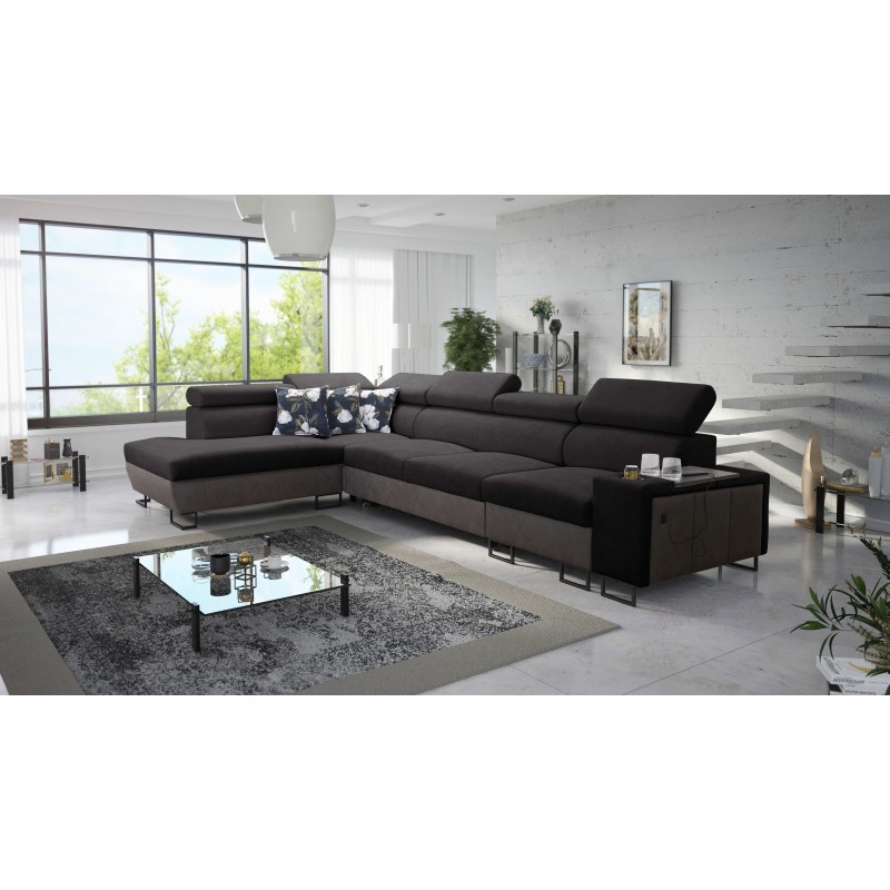 Esquinero Prestige XI Maxi con función de cama y puerto USB | Sofá Esquinero Tapizado Suave al tacto, Freya 210.25 + Tauro 8207