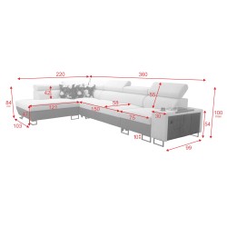 Ecksofa Prestige XI Maxi mit Schlaffunktion und USB-Anschluss | Polsterecke Weich im Griff, Freya 210.23 + Tauro 8207