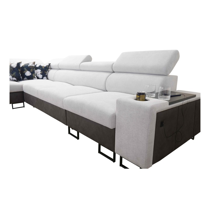 Ecksofa Prestige XI Maxi mit Schlaffunktion und USB-Anschluss | Polsterecke Weich im Griff, Freya 210.20 + Tauro 8207