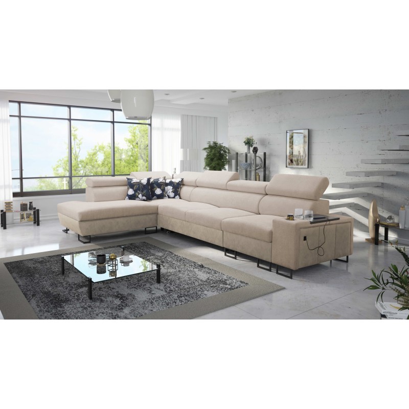 Ecksofa Prestige XI Maxi mit Schlaffunktion und USB-Anschluss | Gepolsterte Ecksofa, Weich im Griff, Freya 210.04 + Tauro 8203