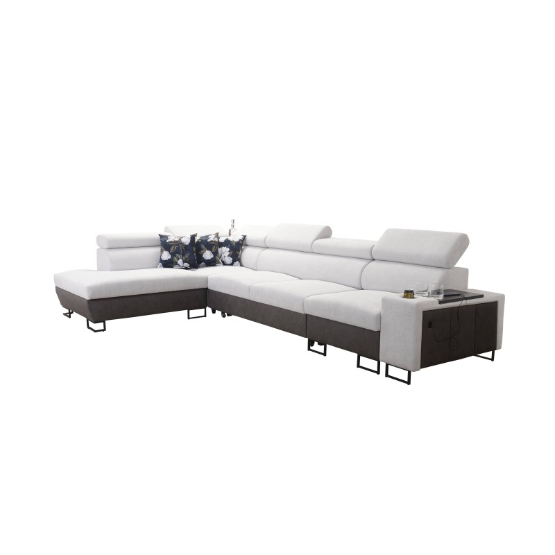 Prestige XI Maxi corner sofa with sleeping function and USB port | Upholstered corner sofa, soft to the touch, Freya 210.02 + Ta