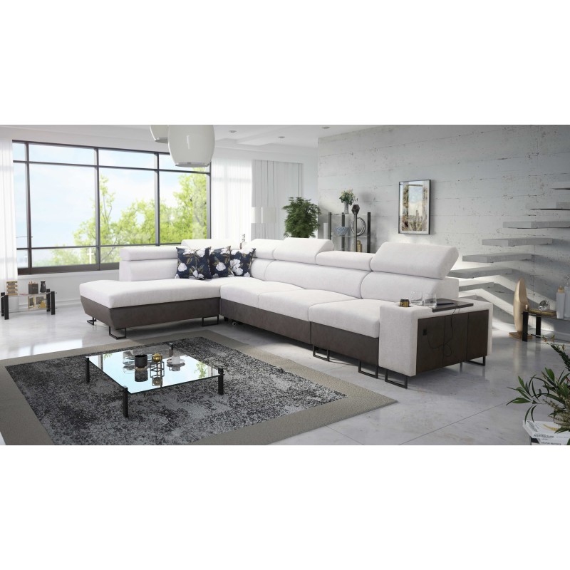 Prestige XI Maxi Corner Sofa with Sleeping Function and USB Port | Upholstered Corner Sofa, Soft to the Touch, Freya 210.18 + Ta