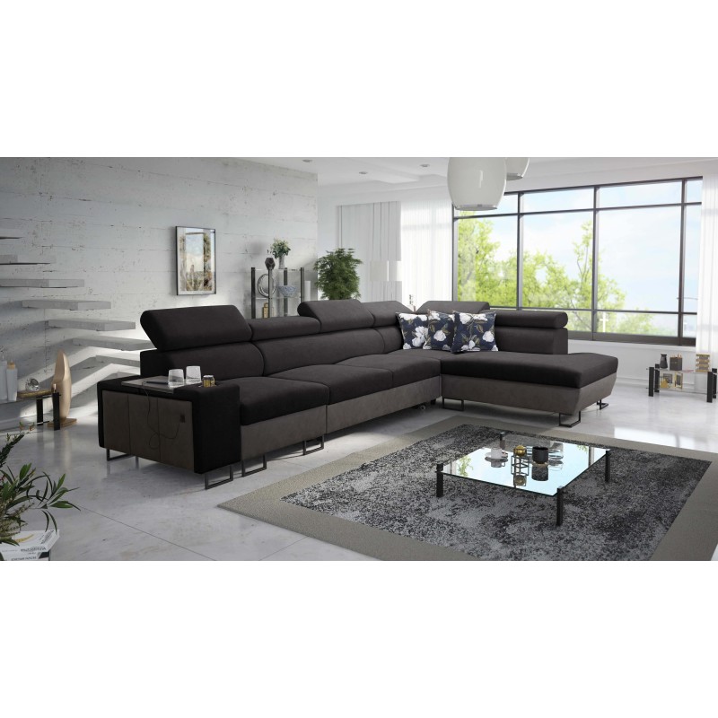 Ecksofa Prestige XI Mini mit Schlaffunktion und USB-Anschluss - Weich im Griff, Freya 210.25 + Tauro 8207