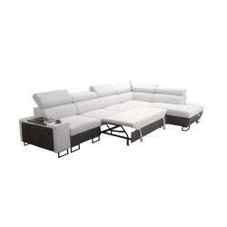 Prestige XI Mini corner sofa with sleeping function and USB port - Soft to the touch, Freya 210.08 + Tauro 8203