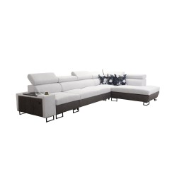 Prestige XI Mini corner sofa with sleeping function and USB port - Soft to the touch, Freya 210.08 + Tauro 8203
