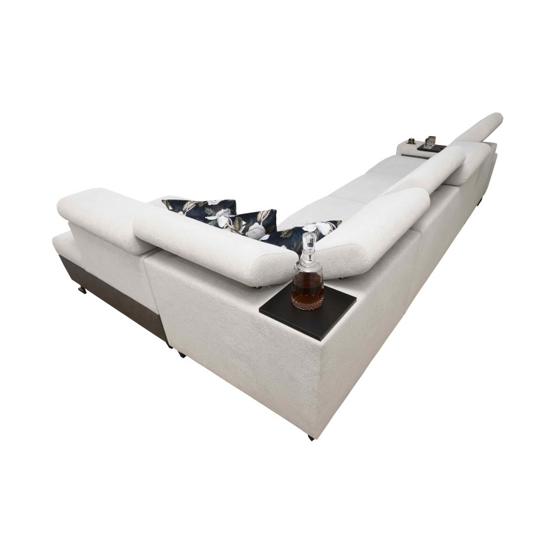Prestige XI Mini corner sofa with sleeping function and USB port - Soft to the touch, Freya 210.08 + Tauro 8203