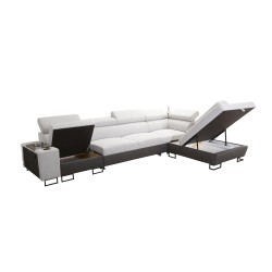 Prestige XI Mini corner sofa with sleeping function and USB port - Soft to the touch, Freya 210.08 + Tauro 8203