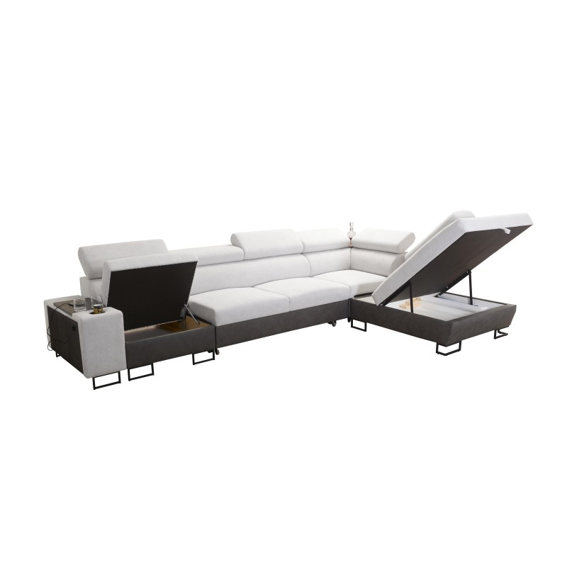 Prestige XI Mini corner sofa with sleeping function and USB port - Soft to the touch, Freya 210.08 + Tauro 8203