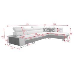 Prestige XI Mini corner sofa with sleeping function and USB port - Soft to the touch, Freya 210.08 + Tauro 8203