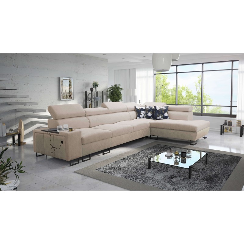 Ecksofa Prestige XI Mini mit Schlaffunktion und USB-Anschluss - Weich im Griff, Freya 210.04 + Tauro 8203