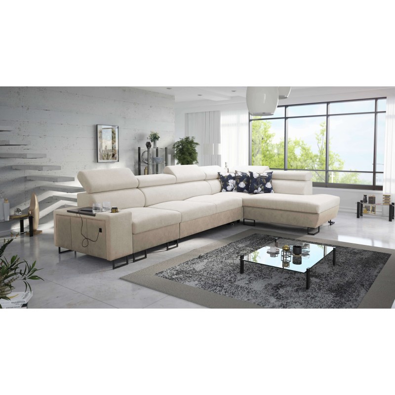 Esquina Prestige XI Mini con función de cama y puerto USB - Suave al tacto, Freya 210.02 + Tauro 8203