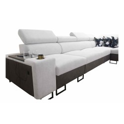 Prestige XI Mini corner sofa with a sleeping function and USB port - Soft to the touch, Freya 210.18 + Tauro 8207