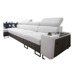 Prestige XI Mini corner sofa with sleeping function and USB port - Soft to the touch, Freya 210.08 + Tauro 8203