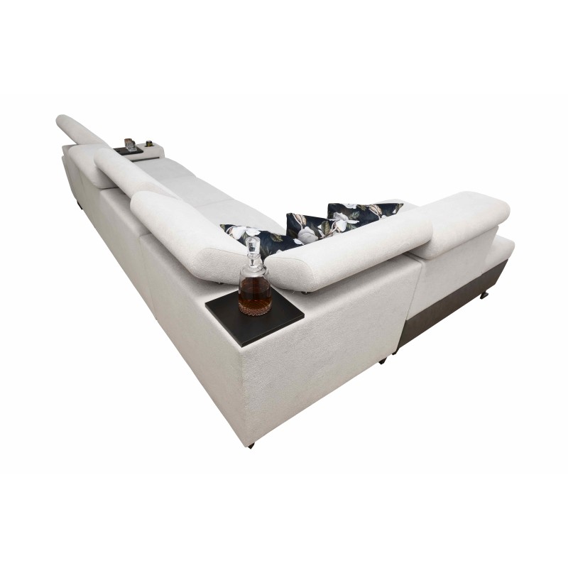Prestige XI Mini corner sofa with sleeping function and USB port - Soft to the touch, Freya 210.08 + Tauro 8203