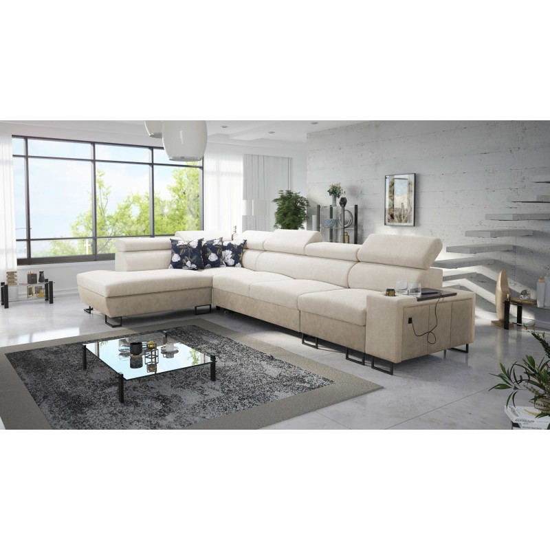 Esquina Prestige XI Mini con función de cama y puerto USB - Suave al tacto, Freya 210.02 + Tauro 8203