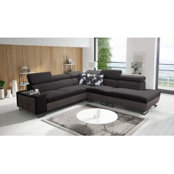 Prestige IX corner sofa with sleeping function and USB port - Soft to the touch, Freya 210.25 + Tauro 8207