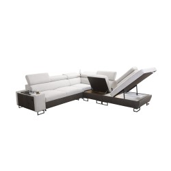 Prestige IX corner sofa with sleeping function and USB port - Soft to the touch, Freya 210.20 + Tauro 8207