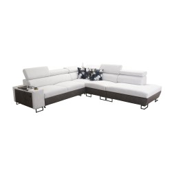 Prestige IX corner sofa with sleeping function and USB port - Soft to the touch, Freya 210.20 + Tauro 8207