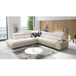 Ecksofa Prestige IX mit Schlaffunktion und USB-Anschluss - Weich im Griff, Freya 210.02 + Tauro 8203