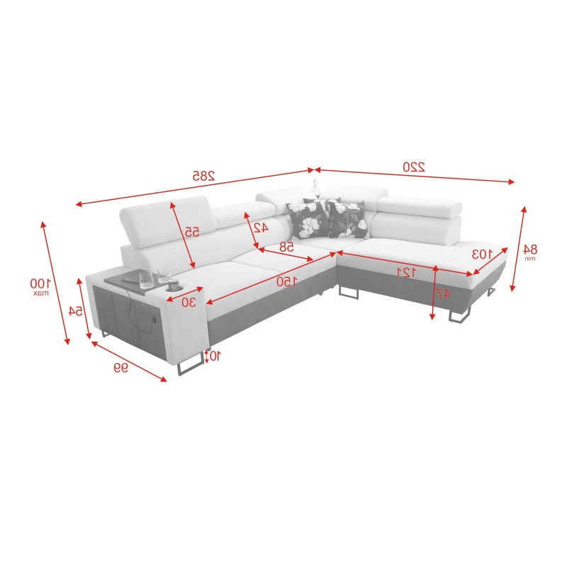 Corner sofa Prestige VII with Soft to the touch, Freya 210.02 + Tauro 8203 - elegance and functionality in one