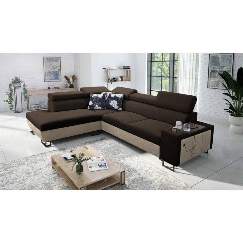 Prestige VII Corner Sofa with Soft to the touch, Freya 210.08 + Tauro 8203 - elegance and functionality in one