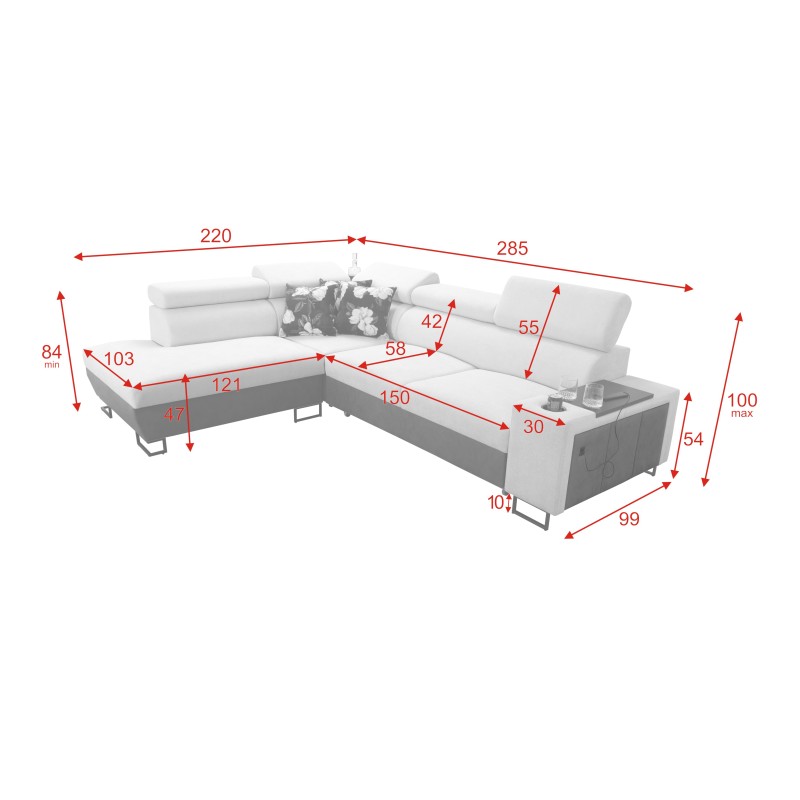 Prestige VII corner sofa with soft-touch, Freya 210.18 + Tauro 8207 - elegance and functionality in one