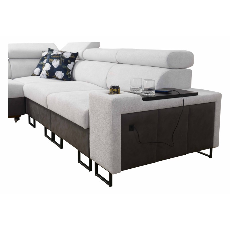 Ecksofa Prestige III mit Schlaffunktion und USB-Anschluss - Weich im Griff, Freya 210.24 + Tauro 8207