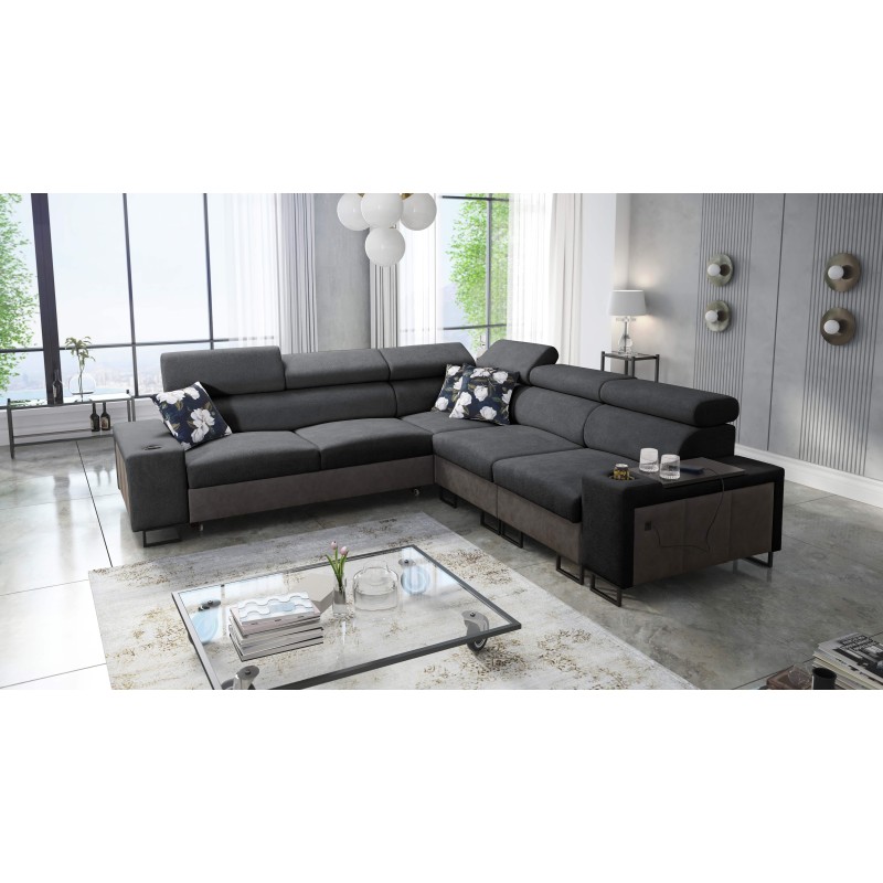 Ecksofa Prestige III mit Schlaffunktion und USB-Anschluss - Weich im Griff, Freya 210.24 + Tauro 8207