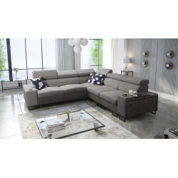 Narożnik Prestige III z funkcją spania i portem usb - Miękka w dotyku, Freya 210.23 + Tauro 8207