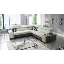 Prestige III corner sofa with sleeping function and USB port - Soft to the touch, Freya 210.11 + Tauro 8207