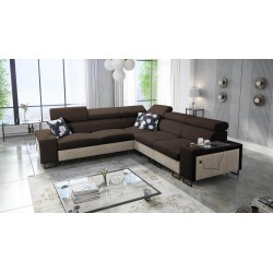 Prestige III Corner Sofa with Sleeping Function and USB Port - Soft to the Touch, Freya 210.08 + Tauro 8203
