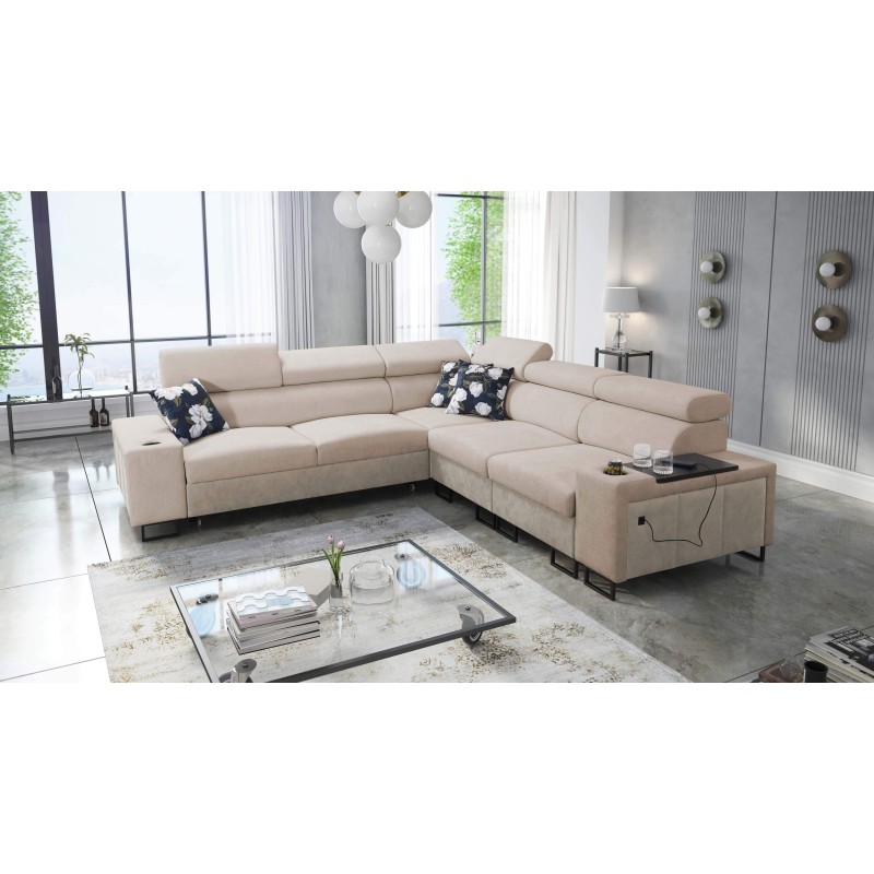 Prestige III Ecksofa mit Schlaffunktion und USB-Anschluss - Weich im Griff, Freya 210.04 + Tauro 8203