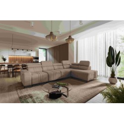 Esquinero Exclusivo Verona XI con función de cama en tela de terciopelo, Vena 14 | Tus Muebles Ideales