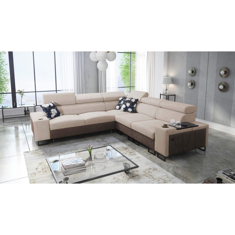 Ecksofa Prestige III mit Schlaffunktion und USB-Anschluss - Weich im Griff, Freya 210.04 + Tauro 8202