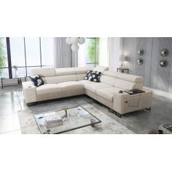 Ecksofa Prestige III mit Schlaffunktion und USB-Anschluss - Weich im Griff, Freya 210.02 + Tauro 8203
