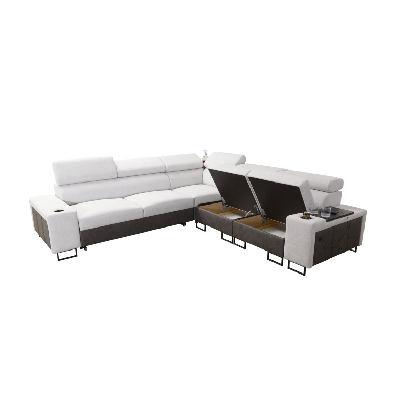Ecksofa Prestige III mit Schlaffunktion und USB-Anschluss - Weich im Griff, Freya 210.02 + Tauro 8202