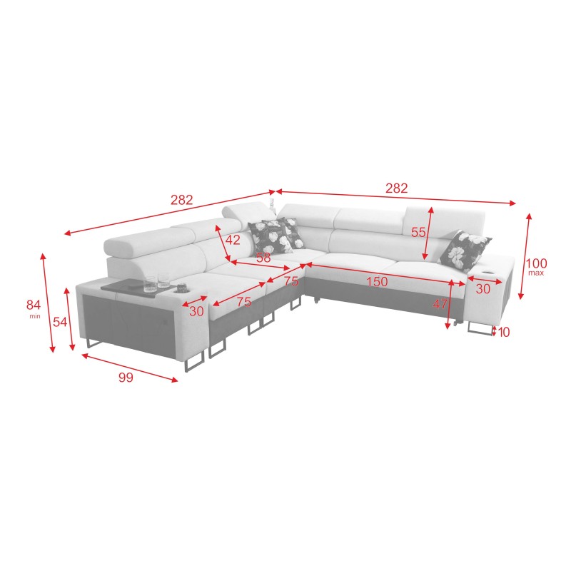 Prestige III Ecksofa mit Schlaffunktion und USB-Anschluss - Weich im Griff, Freya 210.25 + Tauro 8207