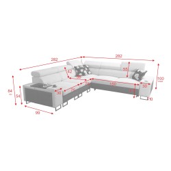 Prestige III corner sofa with sleeping function and USB port - Soft to the touch, Freya 210.24 + Tauro 8207