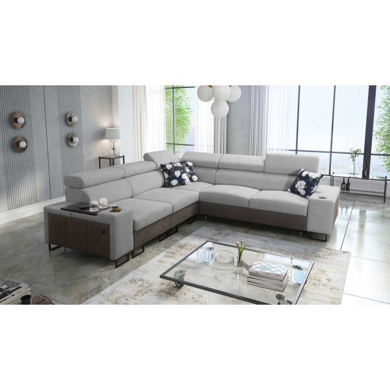 Ecksofa Prestige III mit Schlaffunktion und USB-Anschluss - Weich im Griff, Freya 210.20 + Tauro 8207