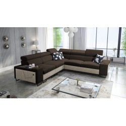Prestige III Corner Sofa with Sleeping Function and USB Port - Soft to the Touch, Freya 210.08 + Tauro 8203