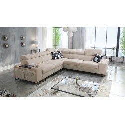 Prestige III corner sofa with sleeping function and USB port - Soft to the touch, Freya 210.04 + Tauro 8203