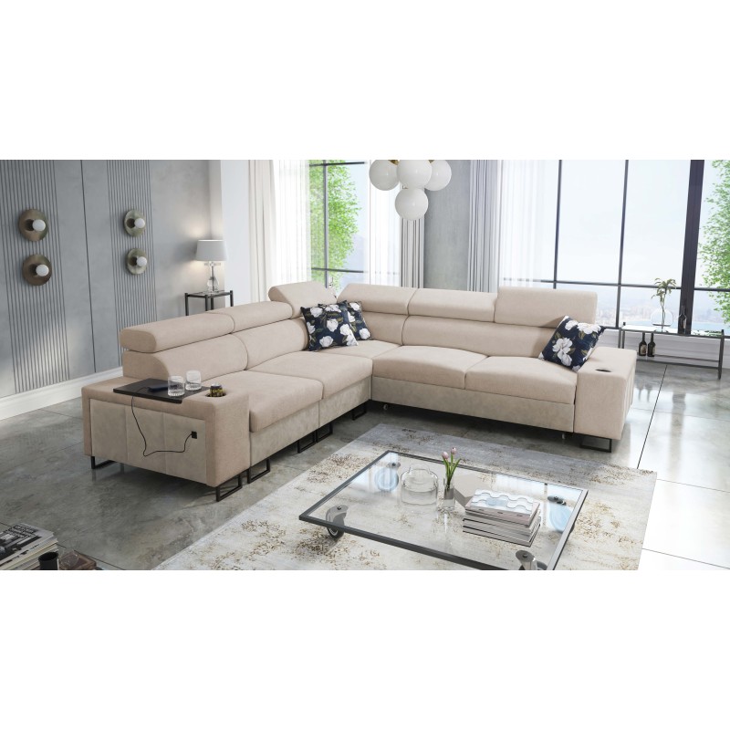 Prestige III Ecksofa mit Schlaffunktion und USB-Anschluss - Weich im Griff, Freya 210.04 + Tauro 8203