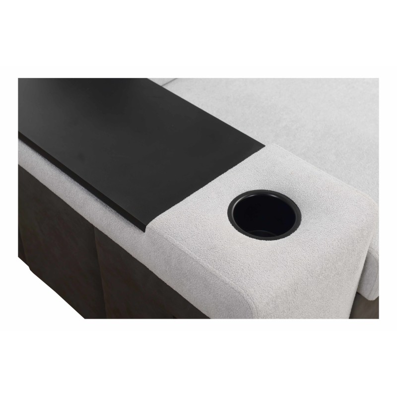 Prestige III corner sofa with sleeping function and USB port - Soft to the touch, Freya 210.04 + Tauro 8203