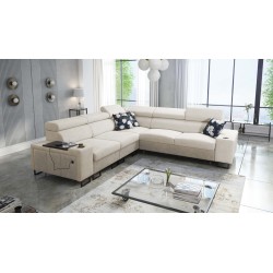 Ecksofa Prestige III mit Schlaffunktion und USB-Anschluss - Weich im Griff, Freya 210.02 + Tauro 8203