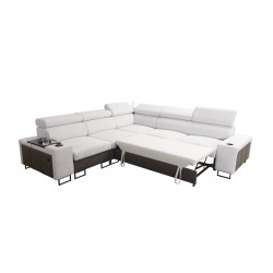 Prestige III corner sofa with a sleeping function and USB port - Soft to the touch, Freya 210.02 + Tauro 8203