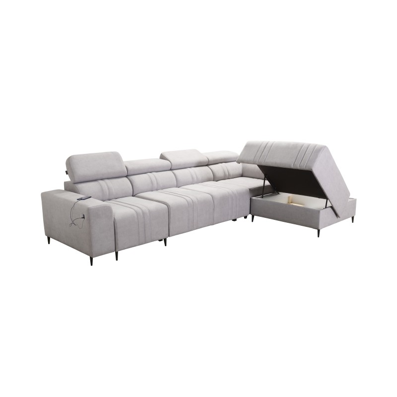 Exclusive Verona XI Corner Sofa with Sleeping Function in Velvet Fabric, Vena 9 | Your Ideal Furniture
